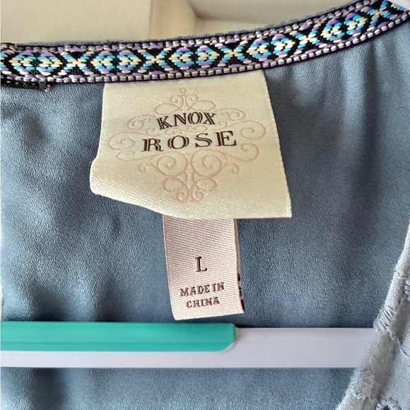 Knox Rose Eyelet Cotton Mini Dress Sleeveless Gray/Dusty Blue Size L - Picture 8 of 11